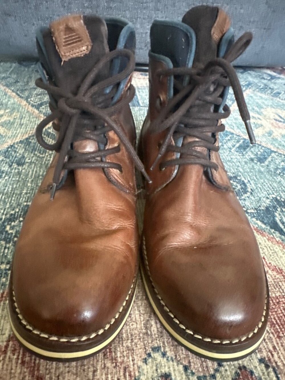 Brown Leather Chukka Boots Mens11 Contrast Sole Durable Casual Comfort Preppy